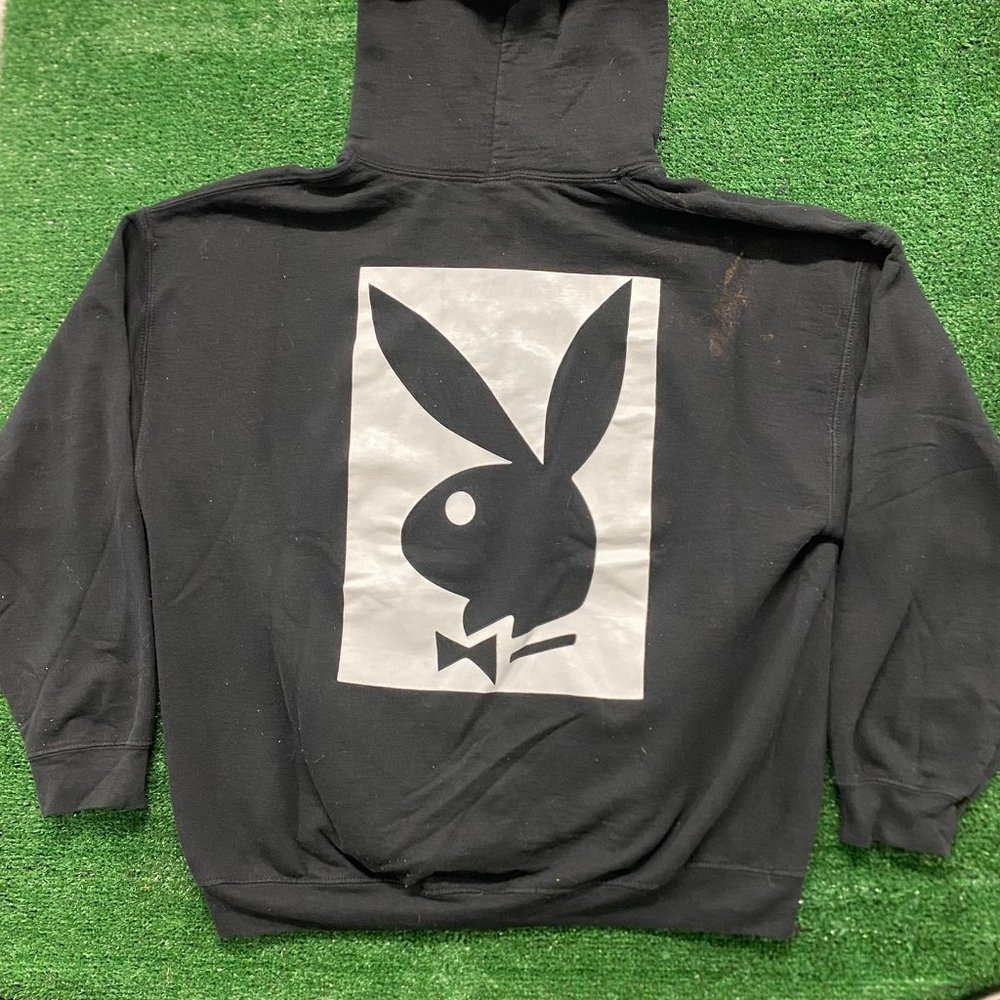 Playboy Bunny Hoodie Sweatshirt Black XL Spell Out Edgy Skater Grunge Streetwear - Picture 3 of 4